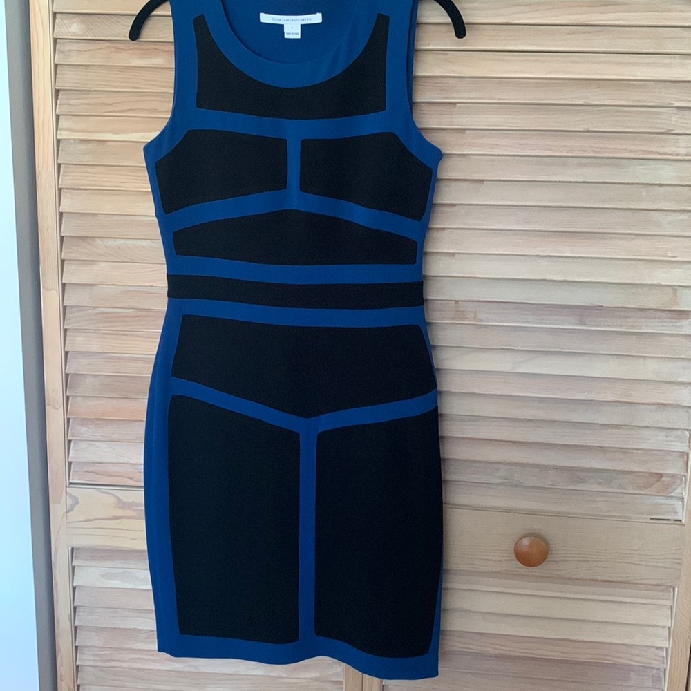 Diane von Furstenberg color blocked dress.